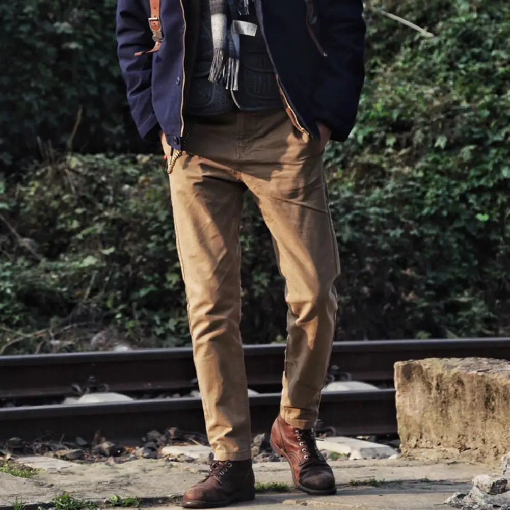 Large Pocket Loose Overalls Mens Outdoor Sports Jogging Pants Elastic Waist Pure Cotton Casual Work Pants 240822
