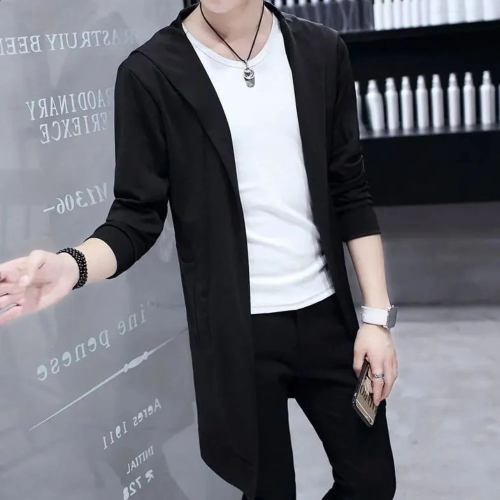 Men Casual Long Windbreaker Hooded Cape Autumn Genderless Fashion Punk Hip Hop Cardigan Street Cloak Trench Coat Unisex 240822