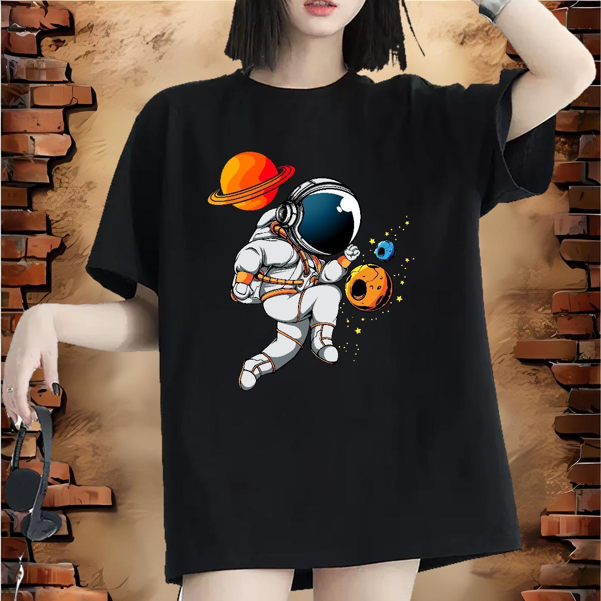 High quality Tshirt for Man Woman 230g Cotton cosmonaut Sports Casual T shirt Breathable Short Sleeve DIY Anime Tops