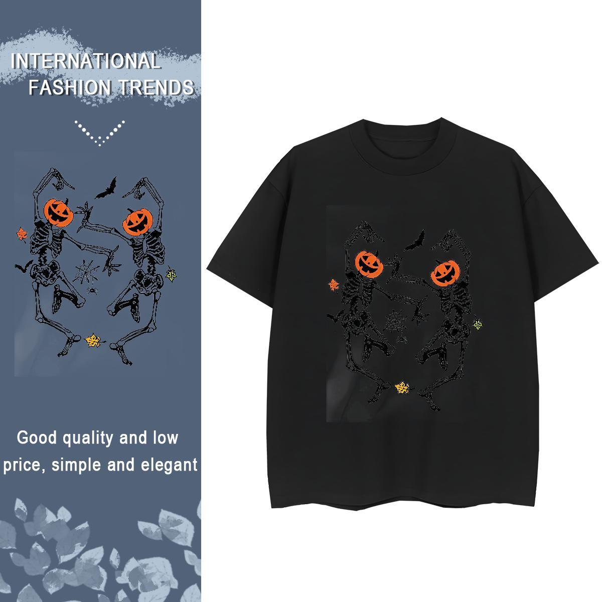 Casual New Woman T Shirts 230g Cotton Crew Neck Summer Casual halloween Couples T Shirts Nice Oversized Tops Shirt