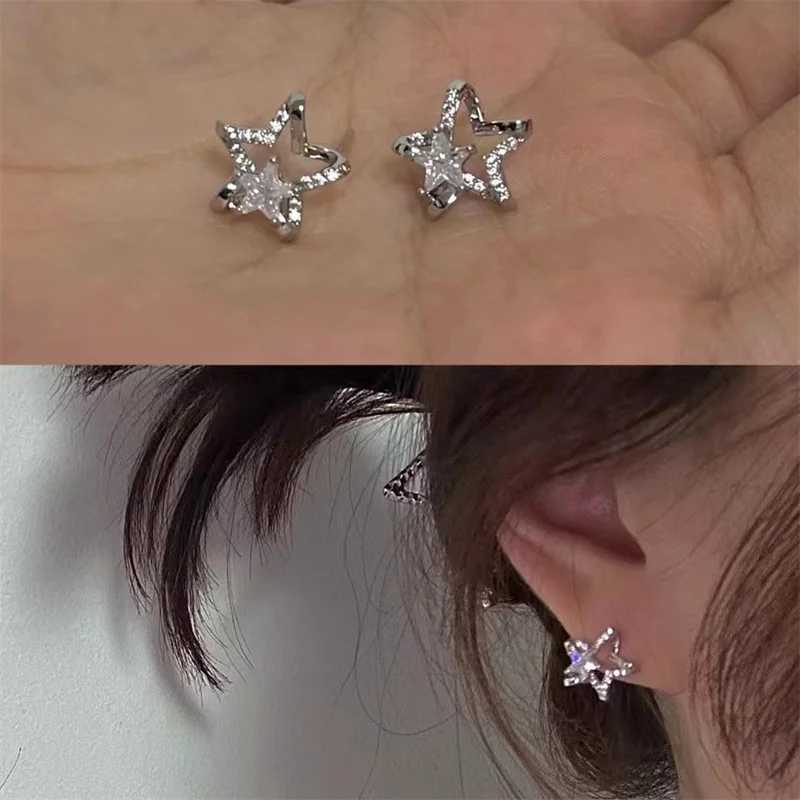 Gothic black crystal star earring set suitable for girls with retro aesthetic earrings and fashionable Y2K jewelry accessories X241106