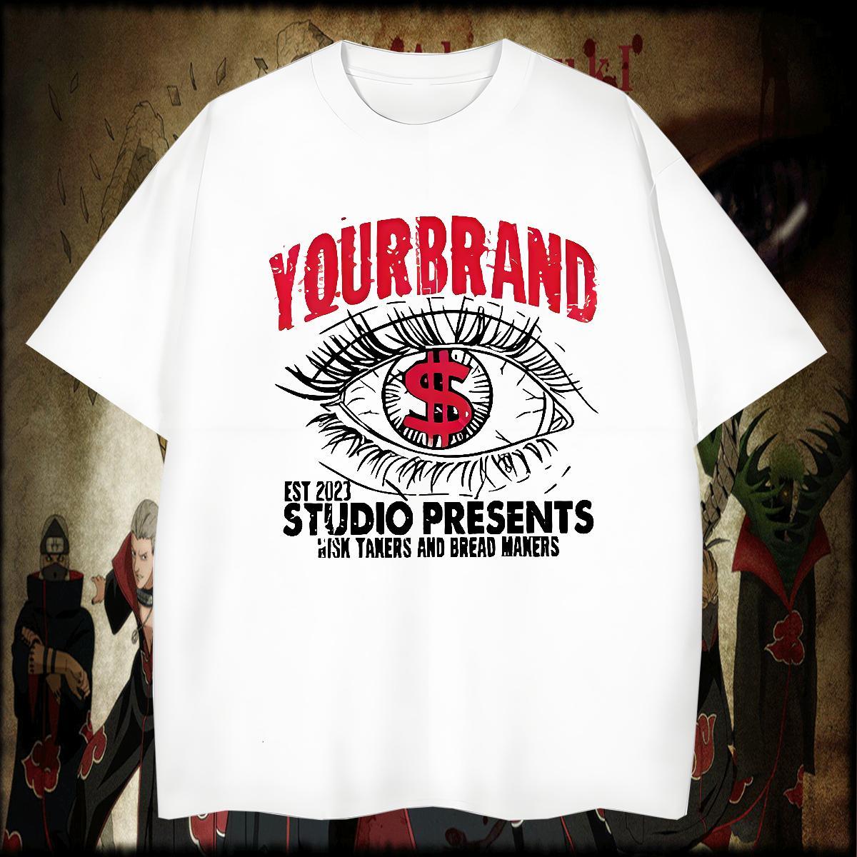 Classic dollars T-Shirts Casual Beach Mens Tshirts 230g Pure Cotton Fashion Design O Neck Short Sleeves White Plus Size Clothes