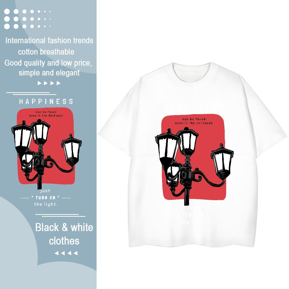 Loose fit Tshirt for Man Woman 230g Pure Cotton painting Hip Hop Street T shirt Breathable Short Sleeve Custom Printing Clothings