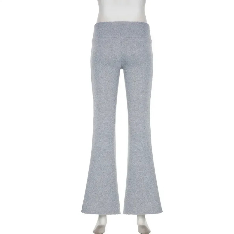 Casual Sexy Basic Solid Flare Pants Y2K Slim Low-Waisted Boot Cut Pants Women Autumn Spring Fashion Streetwear Lady 240821