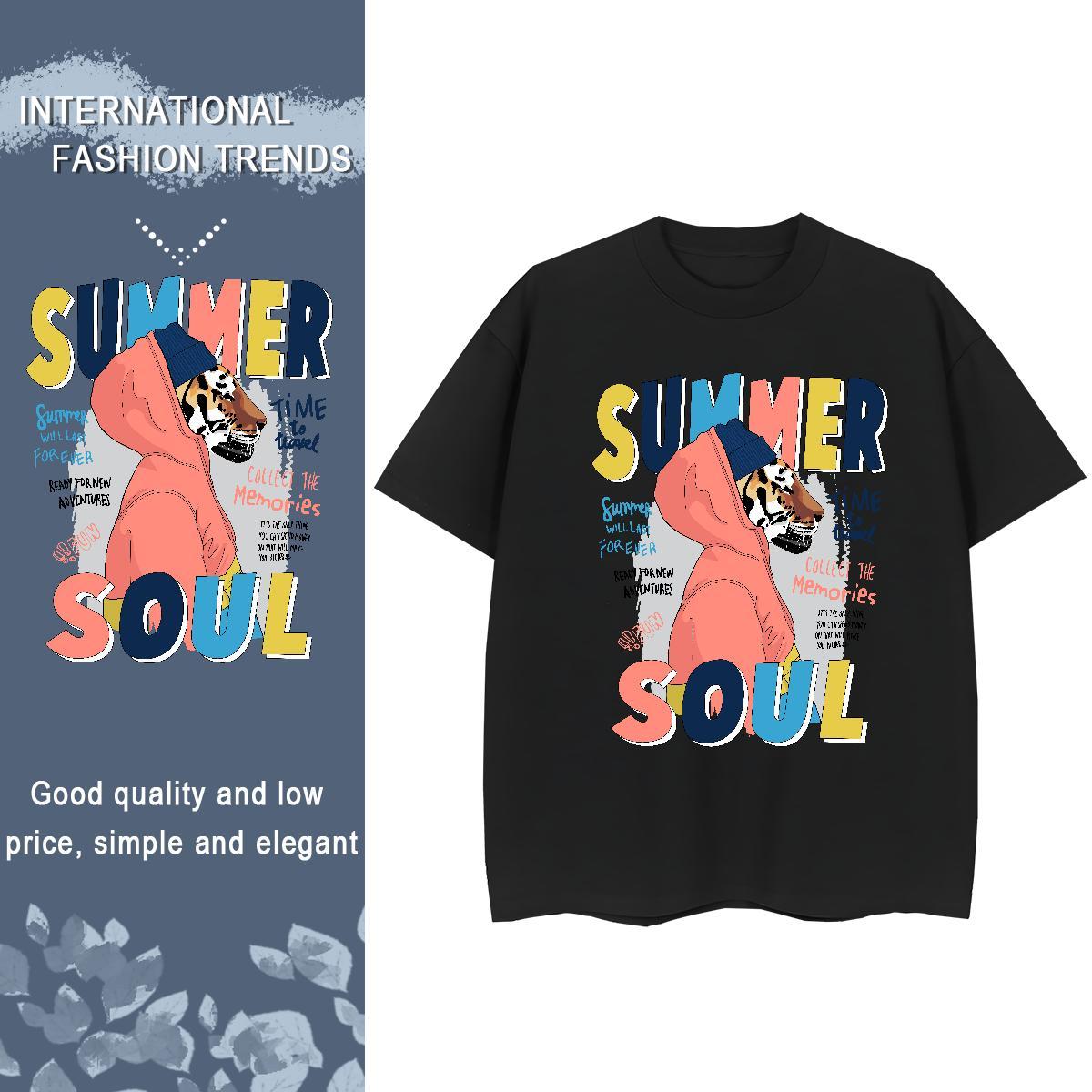 2024 DIY T-Shirts for Women Breathable 230g Cotton Women Tees Black White tiger Sports Casual Lady Clothes Shirt