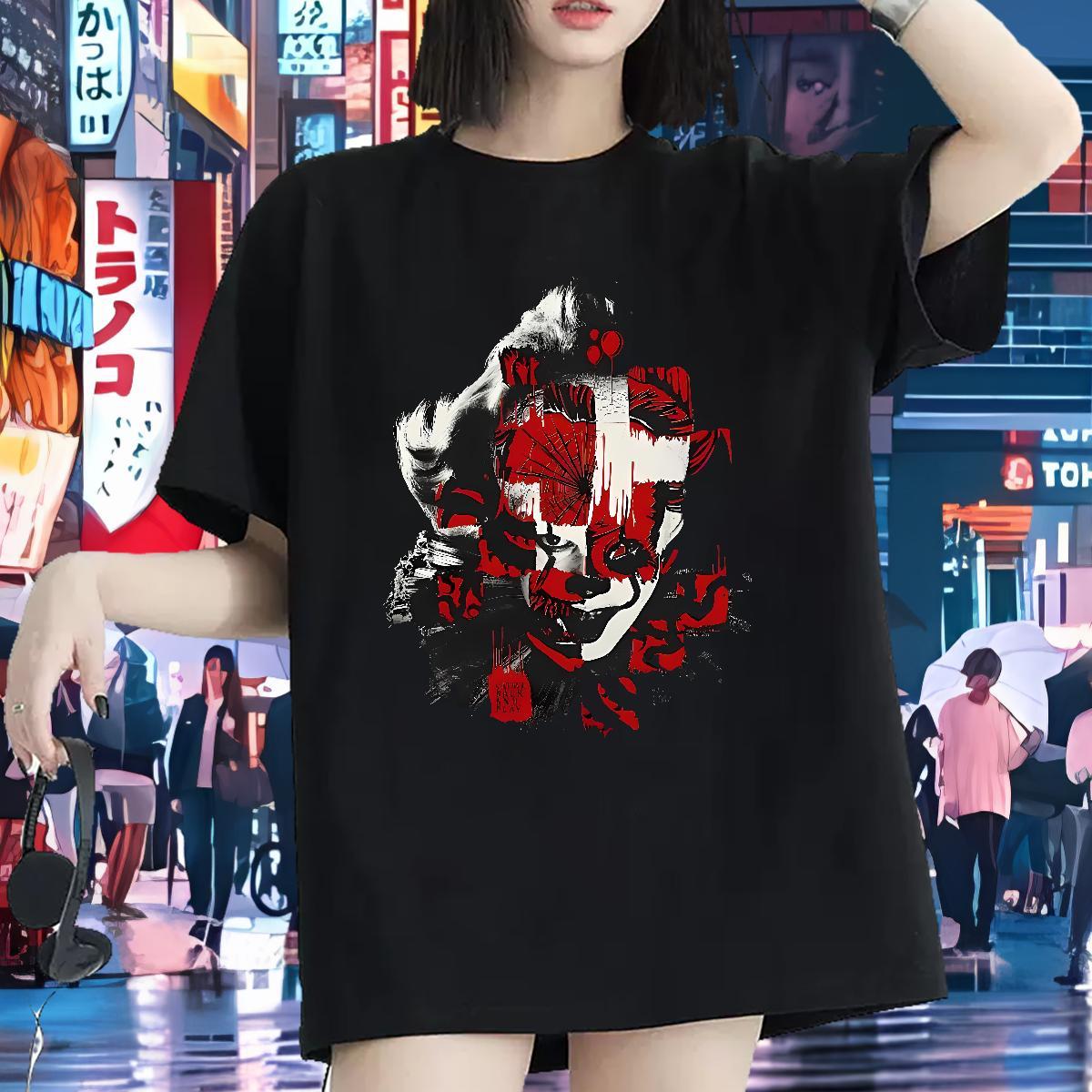 Unisex Lady T shirt 100% Cotton 230g scary Daily Outfit T-Shirts Breathable Soft Custom Printing Tshirts