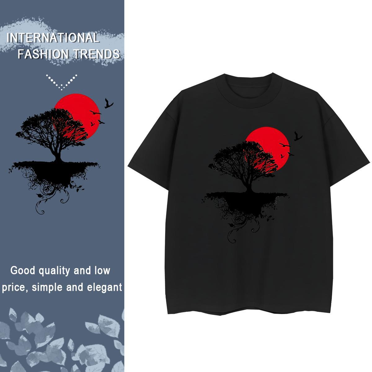 TOP Quality Woman T Shirts Short Sleeve O-Neck 230g 100% Cotton Womens Tshirts Customized Print tree High Street Hip Hop Brand Polos
