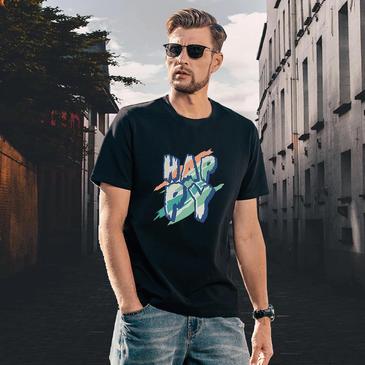 Designer Men Clothes T-Shirt Casual Daily Wear 100% Cotton 230g Graphic Breathable Crew Neck happy T shirt 2024 New Clothings