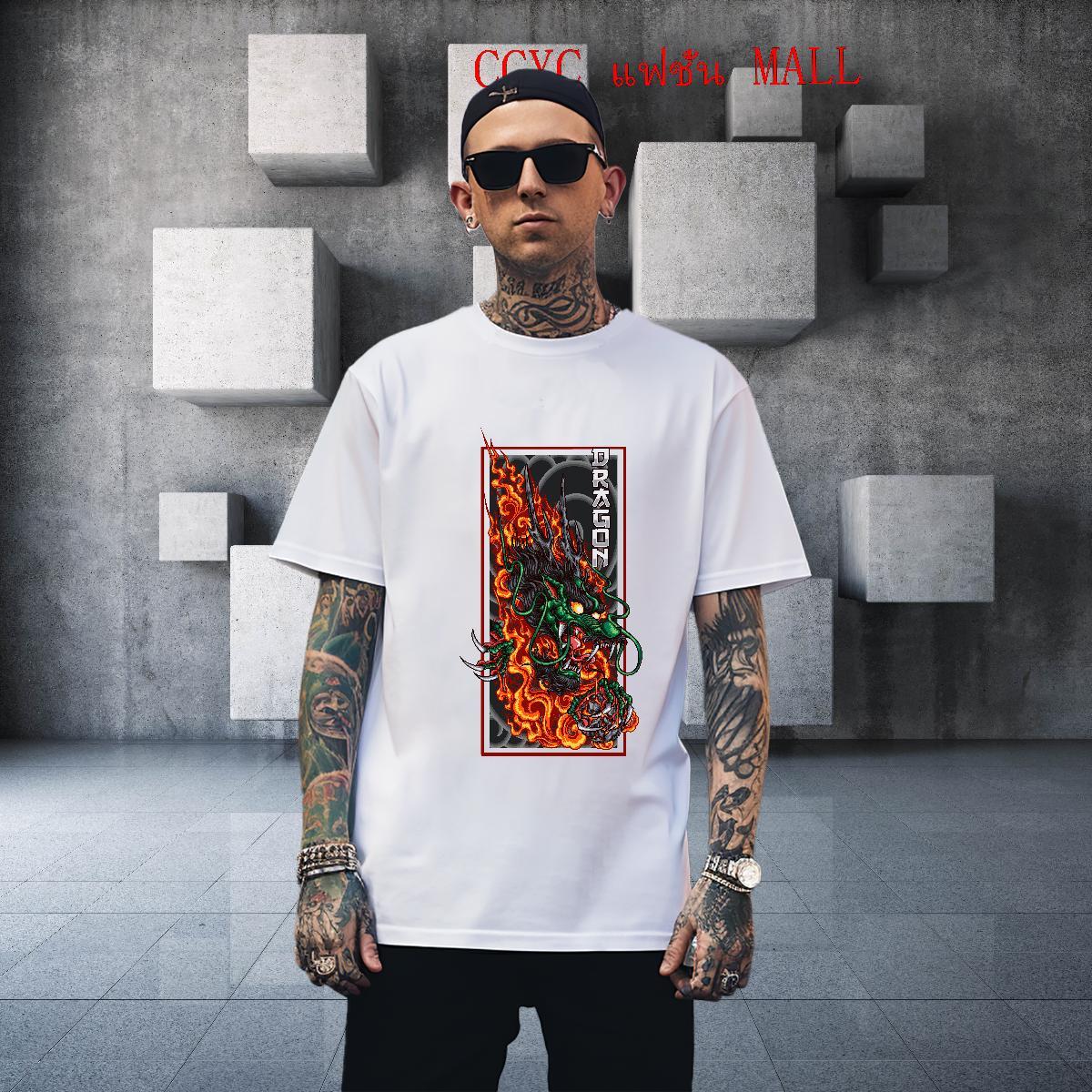 TOP Quality fire Men T Shirts Casual Beach Men Clothes T-Shirt 230g 100% Cotton Brand Breathable Soft Plus Size Custom Top Tees