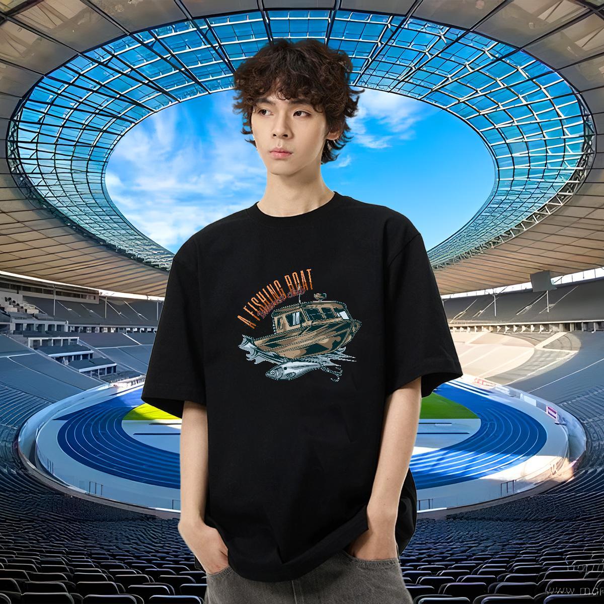 Loose Men Tops Tees Street Casual 230g 100% Cotton Custom Anime Crew Neck shio Mens T Shirts DIY Tee Shirt