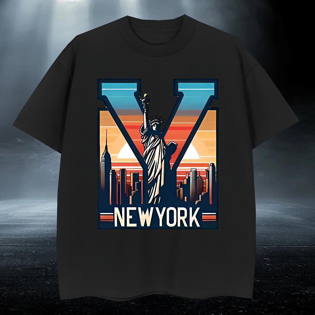 Popular Men Tees High Street Hip Hop 100% Cotton 230g Custom Printing Breathable Soft New York T Shirts Men Customized Tops