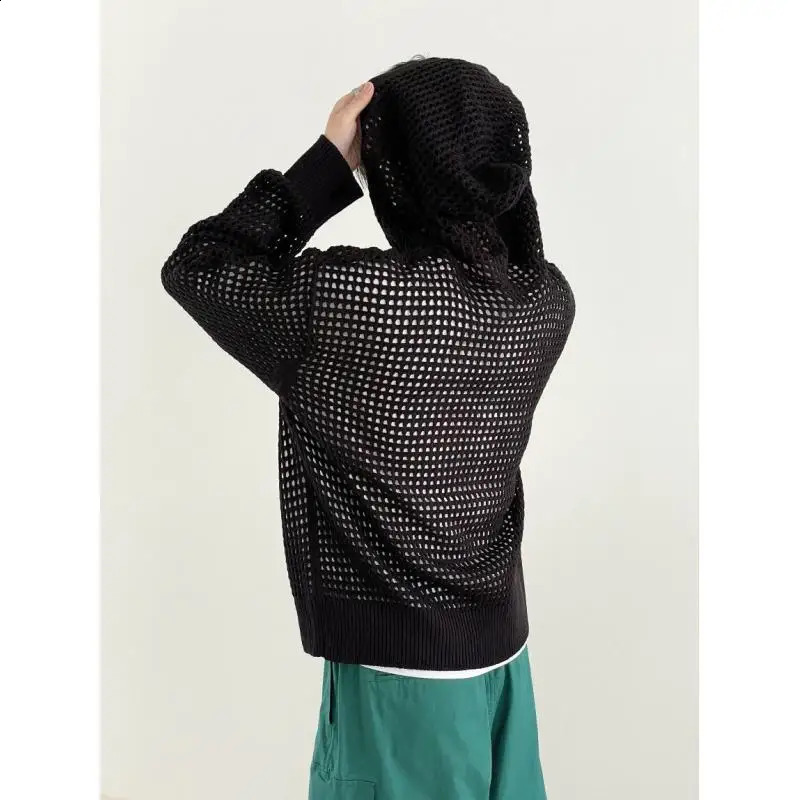 Knitted Zipper Mens Sweater Large Size Summer Cardigan Clothing Hoodie Spring Collection 240821