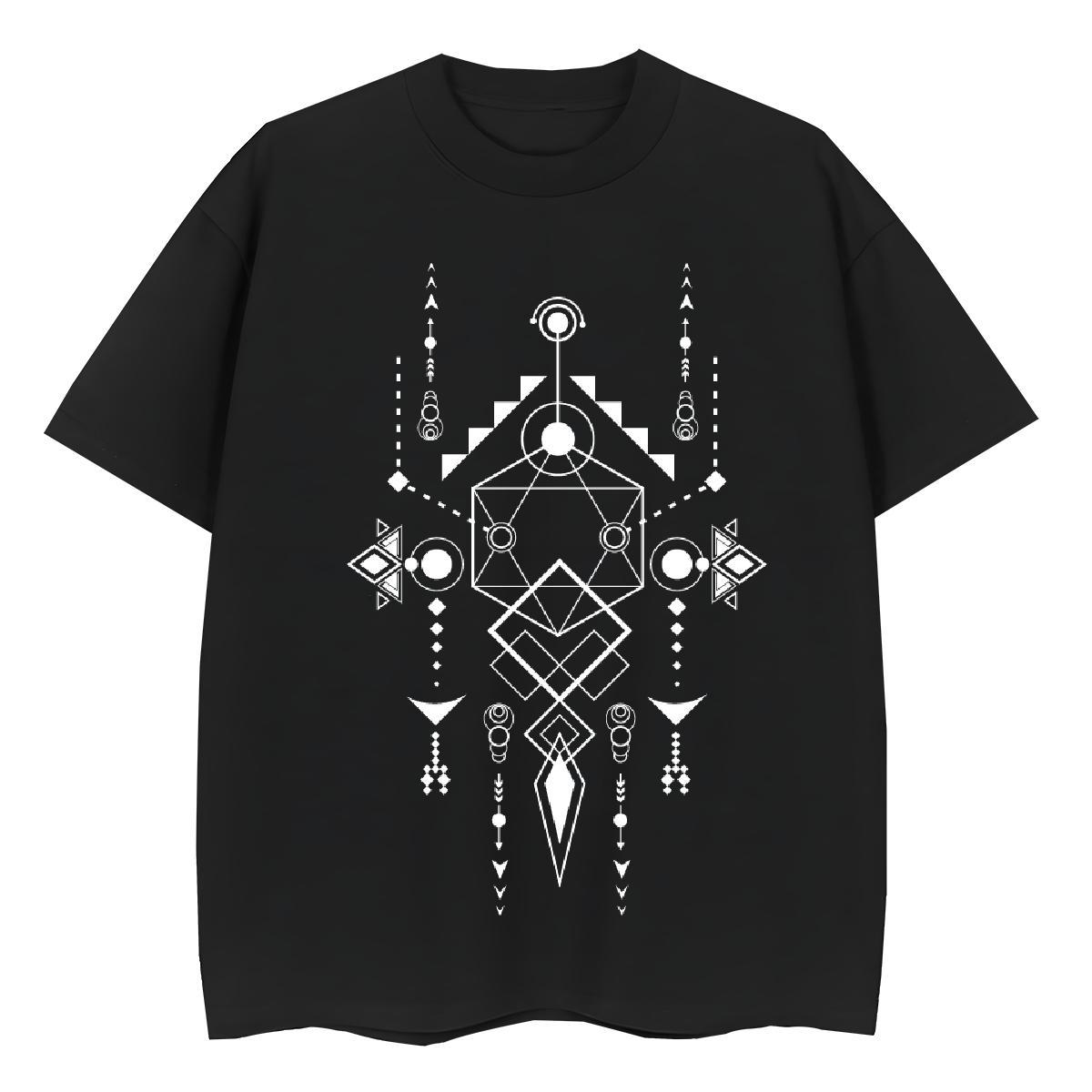 Wholesale Women Tshirts 230g Pure Cotton Geometric line Hip Hop T shirt Breathable Custom Print Oversized Polos