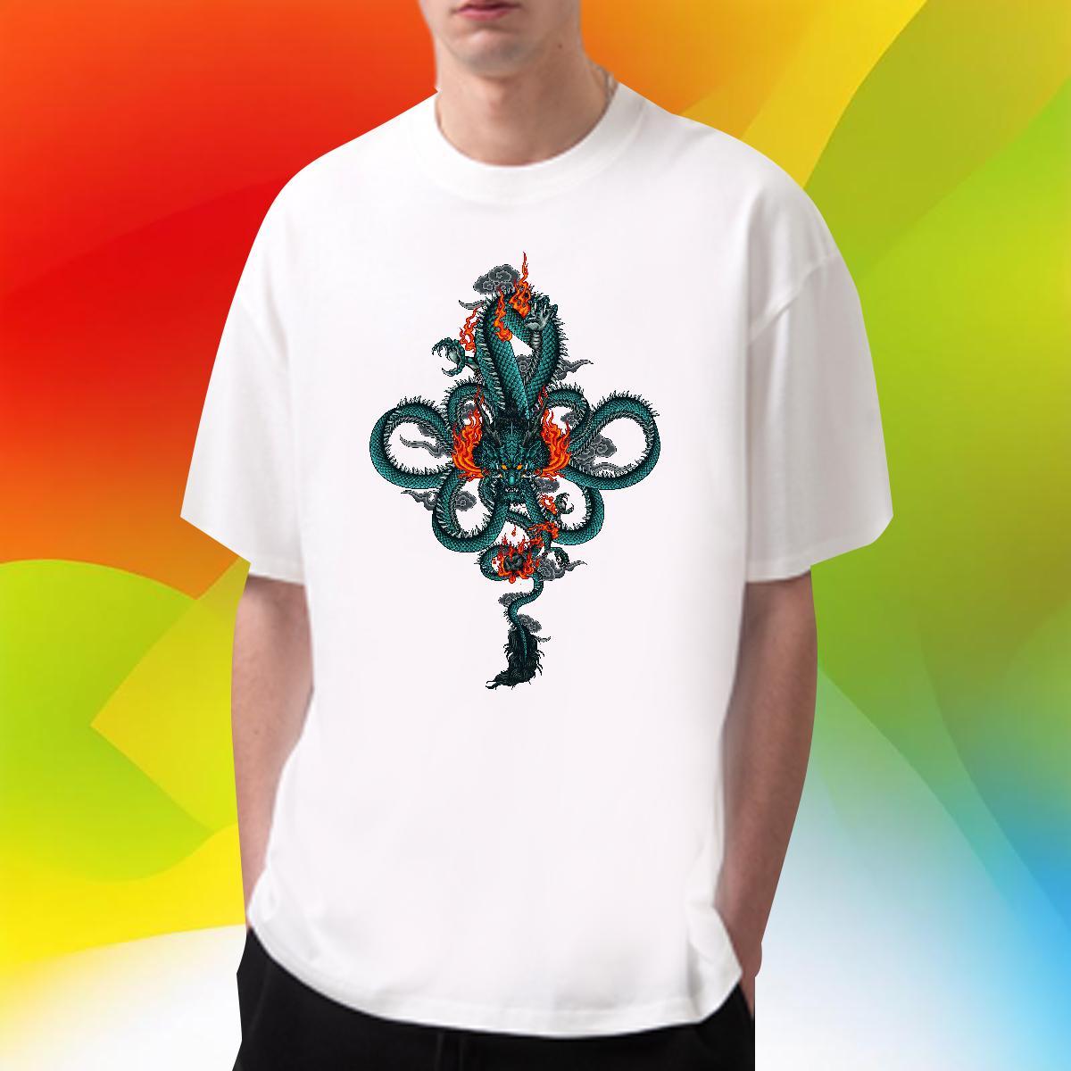 TOP Quality dragon T-Shirts Street Casual Mens Tshirts 100% Cotton 230g Fashion Designer O Neck Short Sleeves Custom Big Size Clothings