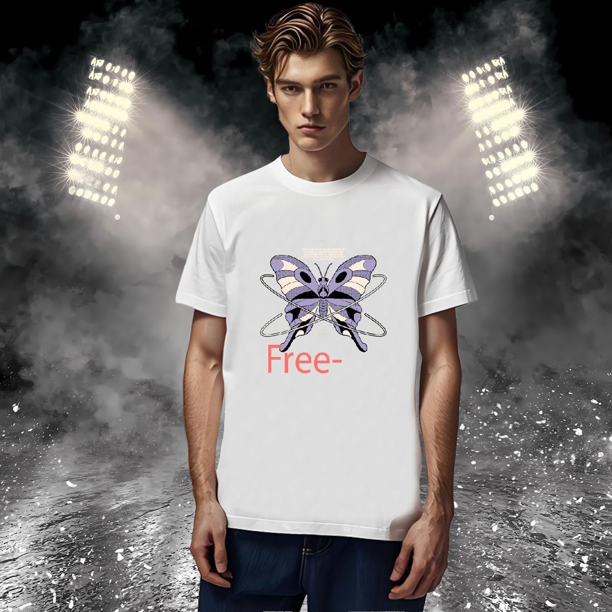 Cool Design butterfly T Shirts Men Casual Beach Couples T Shirts 230g Pure Cotton 2024 Designer Crew Neck Breathable Plus Size Cartoon Tees