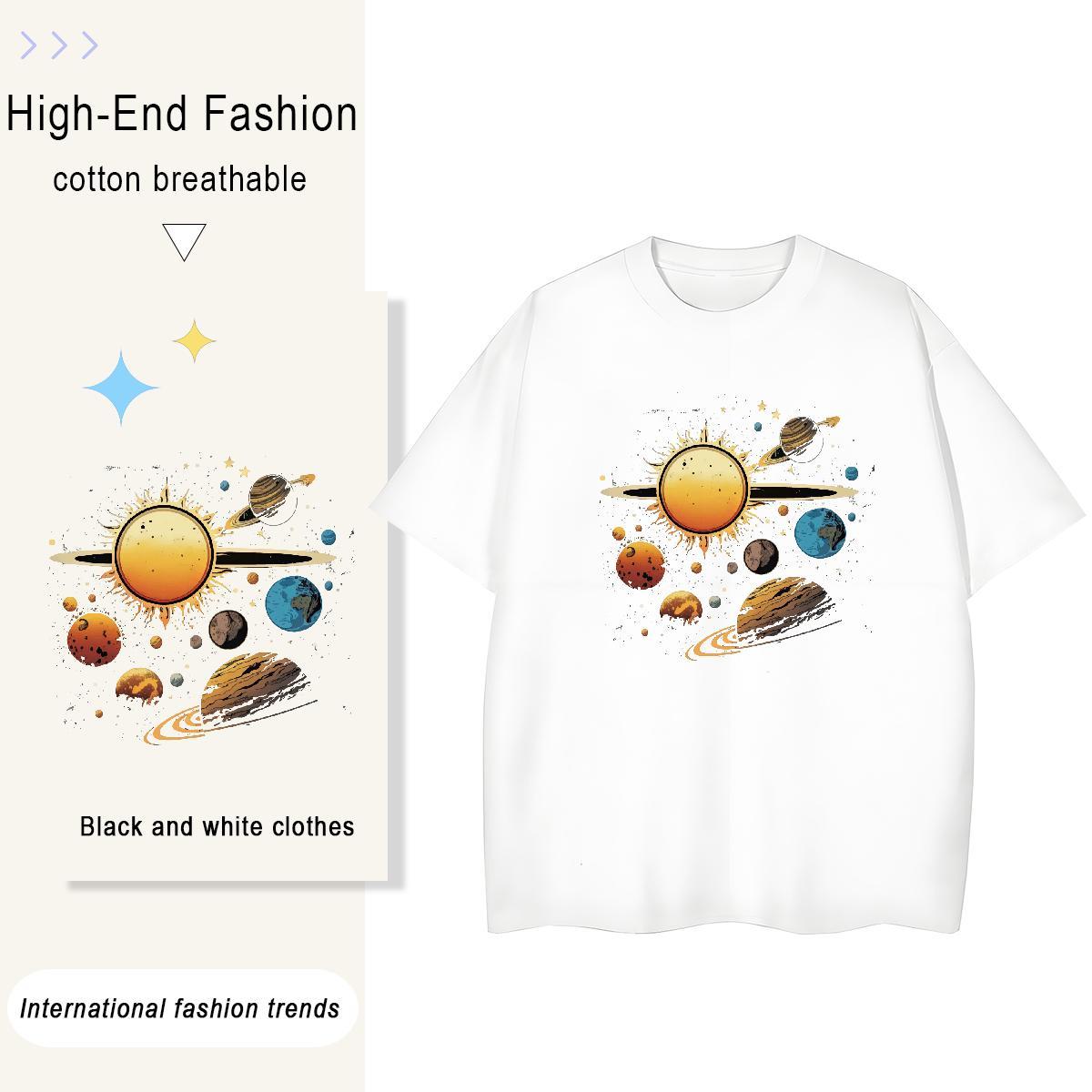 Designer Unisex Tshirts 230g Cotton universe High Street Hip Hop Woman T Shirts Crew Neck Customized Print Tops