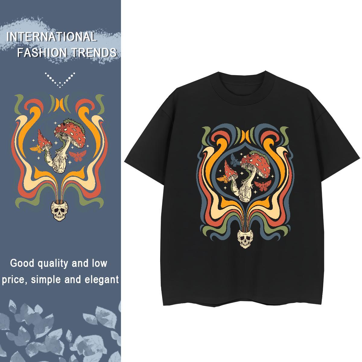 2024 T-Shirts Breathable Crew Neck 100% Cotton 230g Women Tshirts DIY Anime mushroom Casual Sport Designer Tops Tees