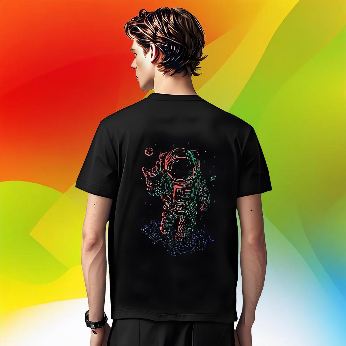 Unisex Tshirt for Man Woman Hip Hop 230g Pure Cotton Asian Size Breathable Short Sleeve spaceman Mens T Shirts Classic Casual Tee Shirt