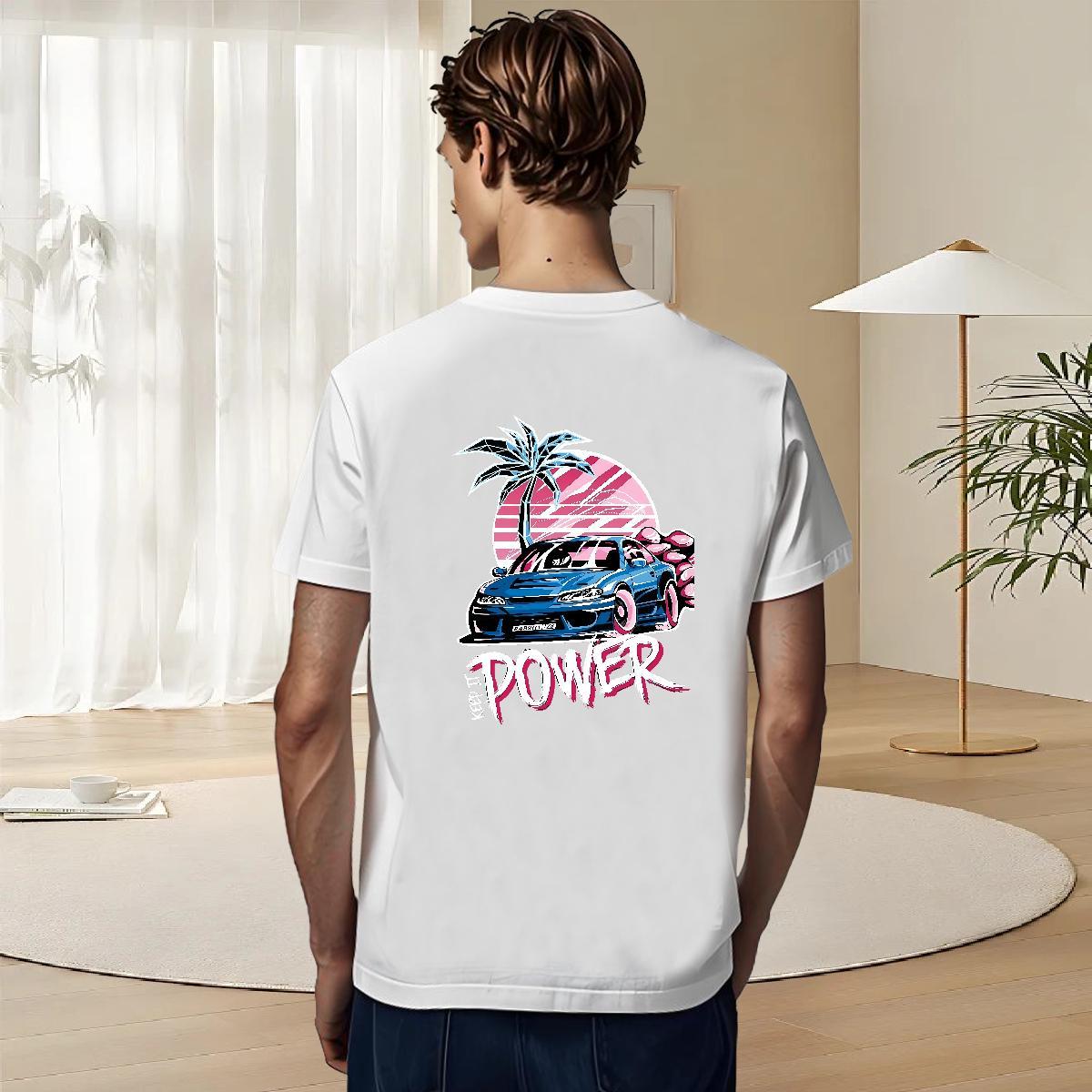 Cool Couples T Shirts Beach 230g Pure Cotton DIY Breathable Crew Neck car Man T Shirts Classic Tshirts
