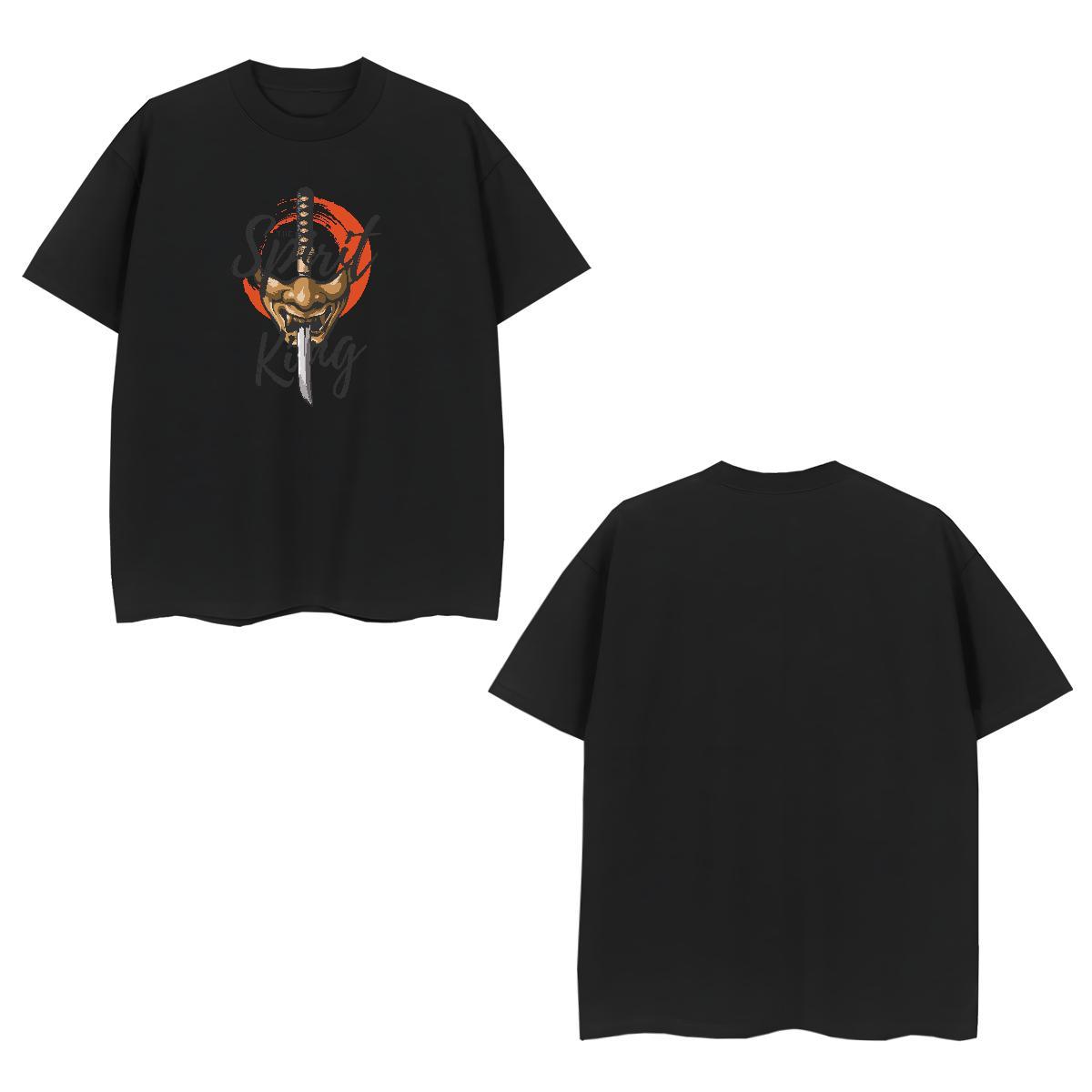 Unisex Half of the face T-Shirts for Men Casual Beach Men Tops Tees 230g Pure Cotton Casual New Short Sleeve O-Neck Skull Clothes