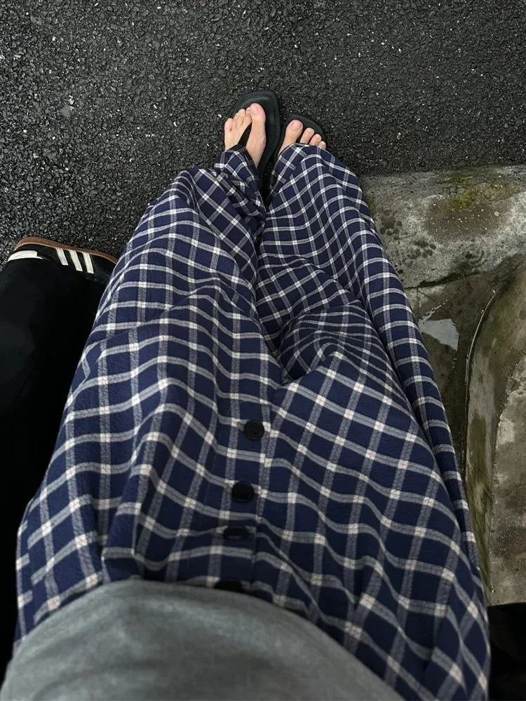 HOUZHOU Y2k Vintage Baggy Plaid Pants Woman Oversized Korean Fashion Harajuku Japanese Style Streetwear Gyaru Check Trousers 240821