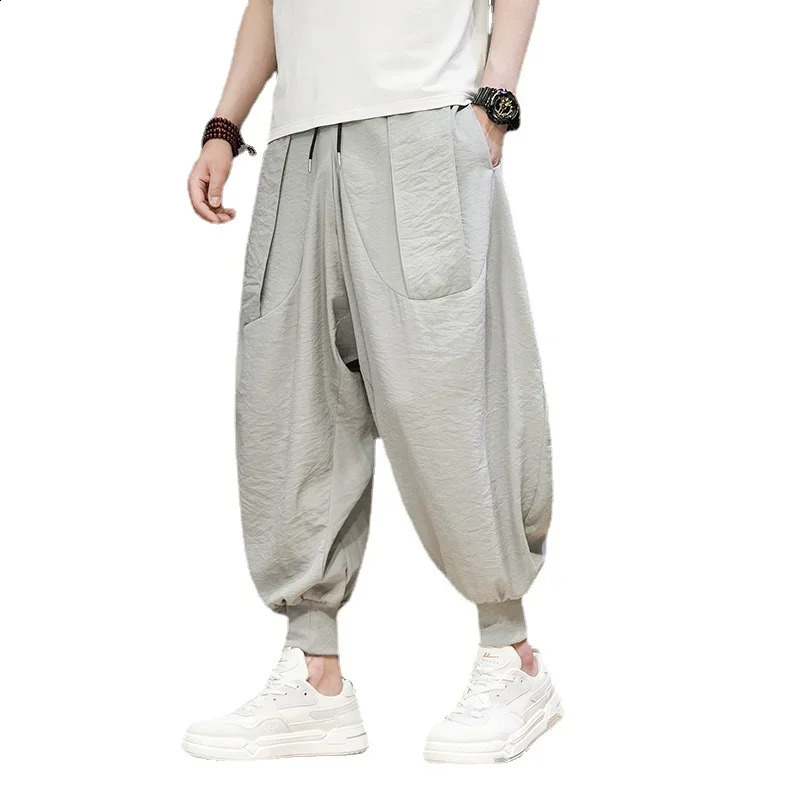 Harajuku grey jogging pants mens hiphop streetwear wide leg sports Korean fashion oversized Trouser Baggy 240821