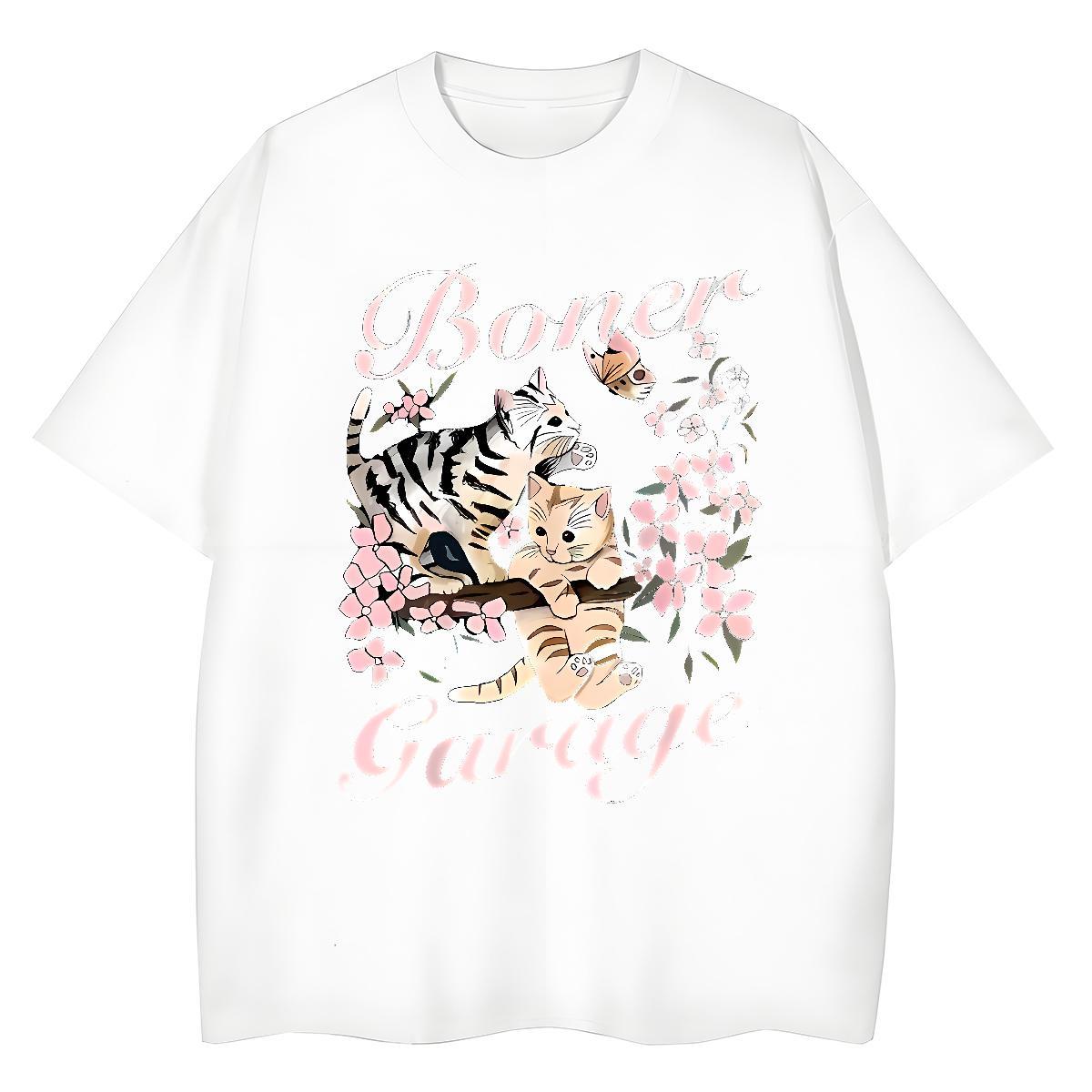 TOP Quality T Shirt For Man cat Breathable Short Sleeve Summer Casual Customized 230g Pure Cotton Couples T Shirts Classic Tops
