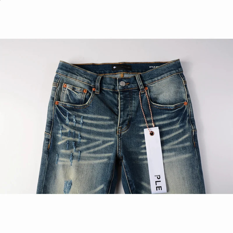 Summers Streetwear High Stretch Skinny Button Fly Classic Light Blue Ripped Moustache Jeans Pants 240822