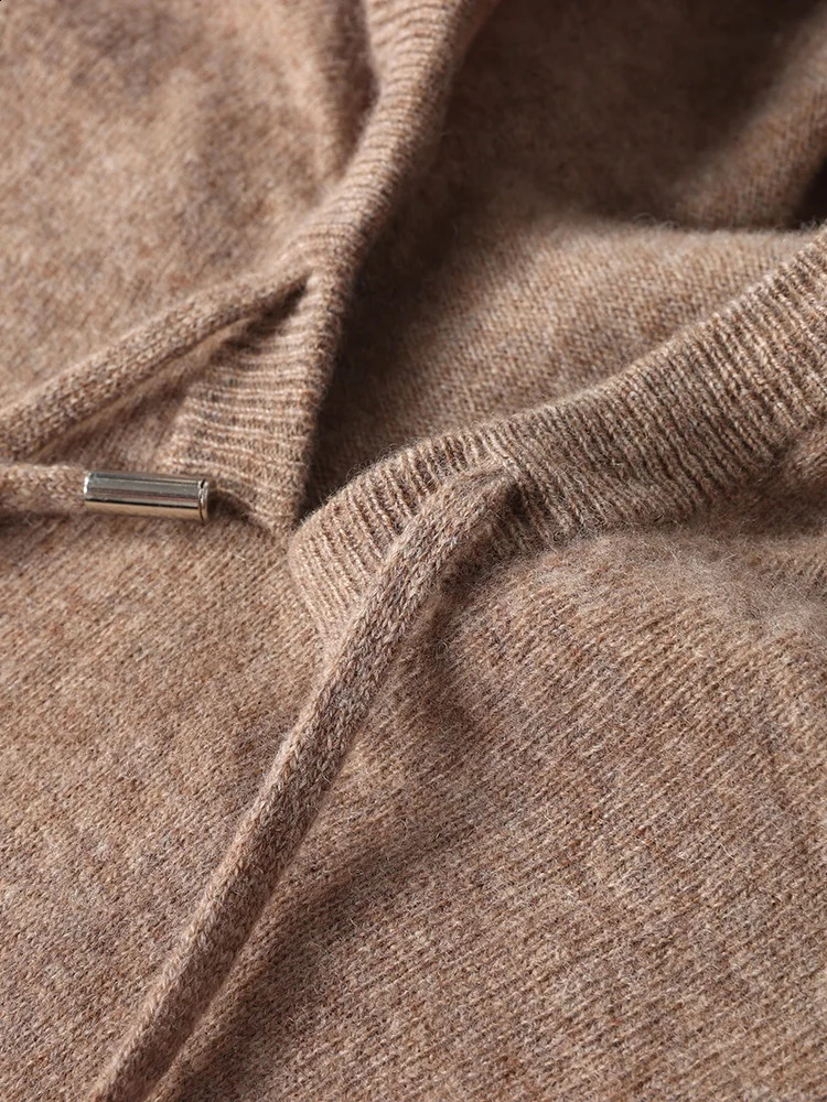 100%Pure Wool Hoodie Mens Hooded Collar Knit Pullover Casual All-Match Large Size Sweater Autumn Winter High-End Base Shirt 240821