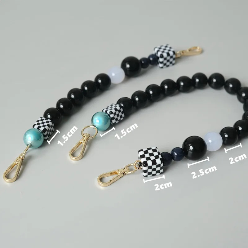 Woman Bag Accessory Black White Blue Acrylic Resin Beads Parts Handcrafted Wristband Women Replacement Bag Handle Chain 240821