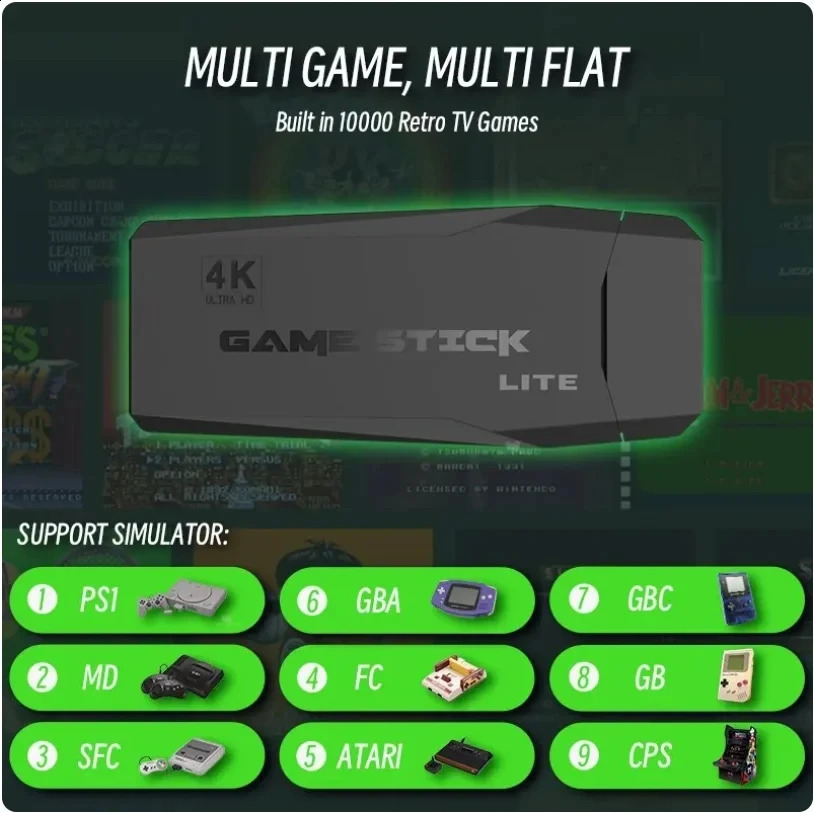 M8 Video Game Stick Lite 4K Video Game Console 2.4G Dual Wireless Controller suitable for 10000 retro gaming home TV game consoles 240810