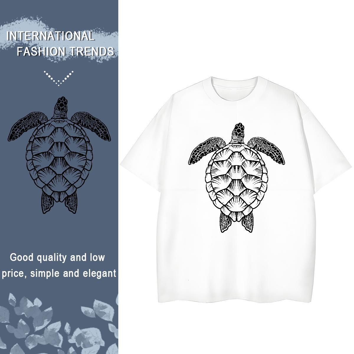 2024 Casual T shirt Crew Neck Breathable 230g Pure Cotton Unisex Tshirts Anime Oversized tortoise Sports Casual Comfortable Polos