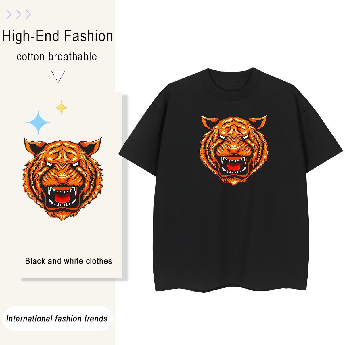 New Arrival Women T Shirts 230g Cotton Breathable Crew Neck Sports Street Wear tiger Women Tshirts Brand Anime Clothings