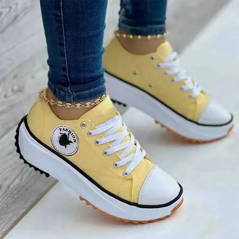 Casual Shoes Womens High-End Brand Sports Shoes Comfortable Breathable Ladies Canvas Shoes Casual Shoes Flat Lace Up for WomenL464