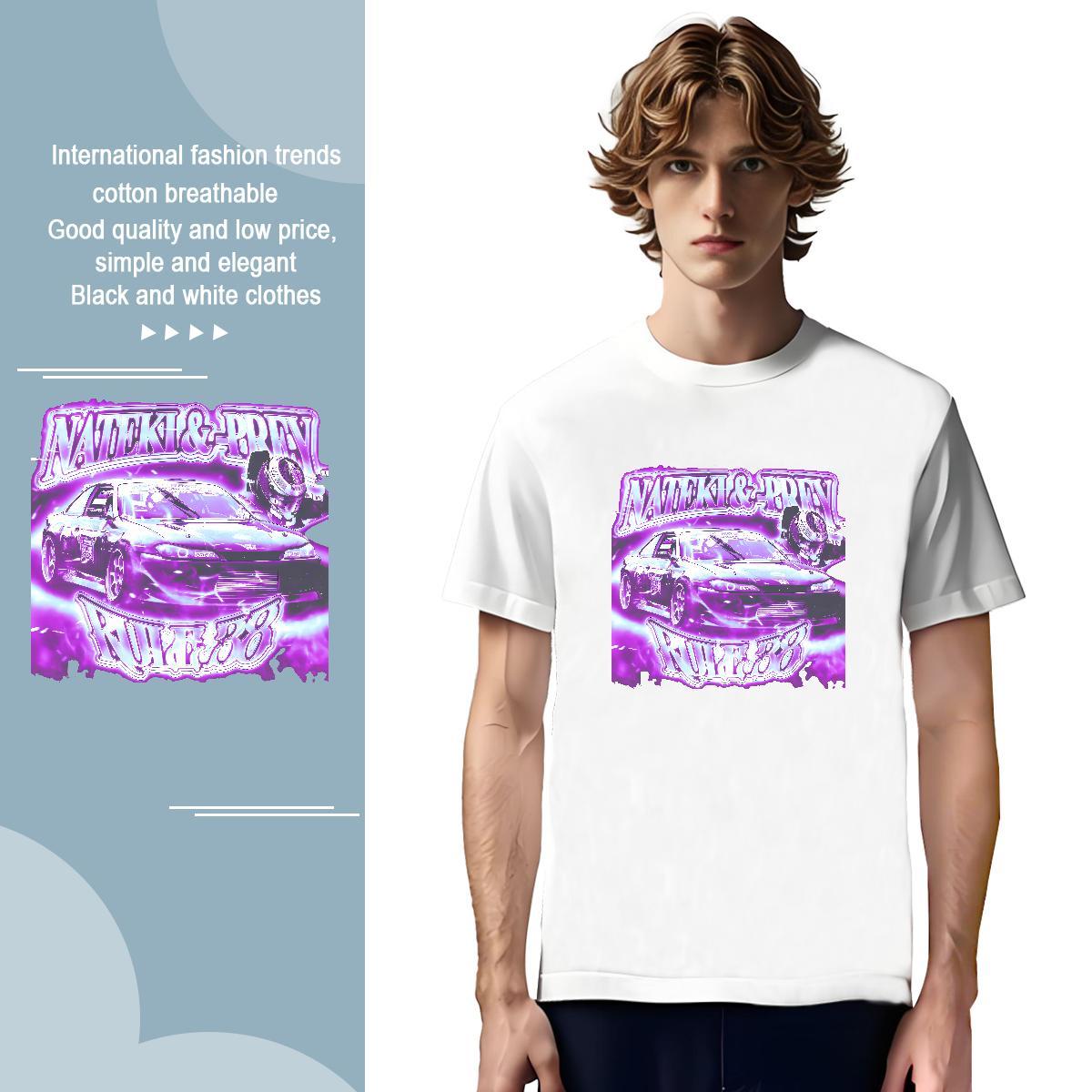 Loose car Man T Shirts Anime Printing Street Men Tshirts 230g 100% Cotton DIY Customized Breathable Crew Neck DIY Printed Top Tees