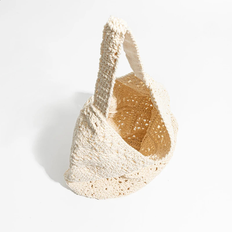 Casual Knitted Women Shoulder Bags Crochet Granny Square Large Tote Bag Behemian Summer Beach Big Shopper Purses Vacation 240821