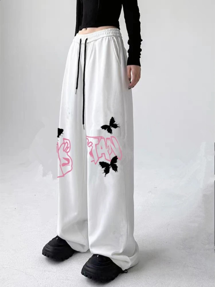 HOUZHOU High Street Joggers Baggy Pants Hip Hop Sweatpants Black Bufferfly Print Y2k Trousers Loose Casual Korean Fashion 240821