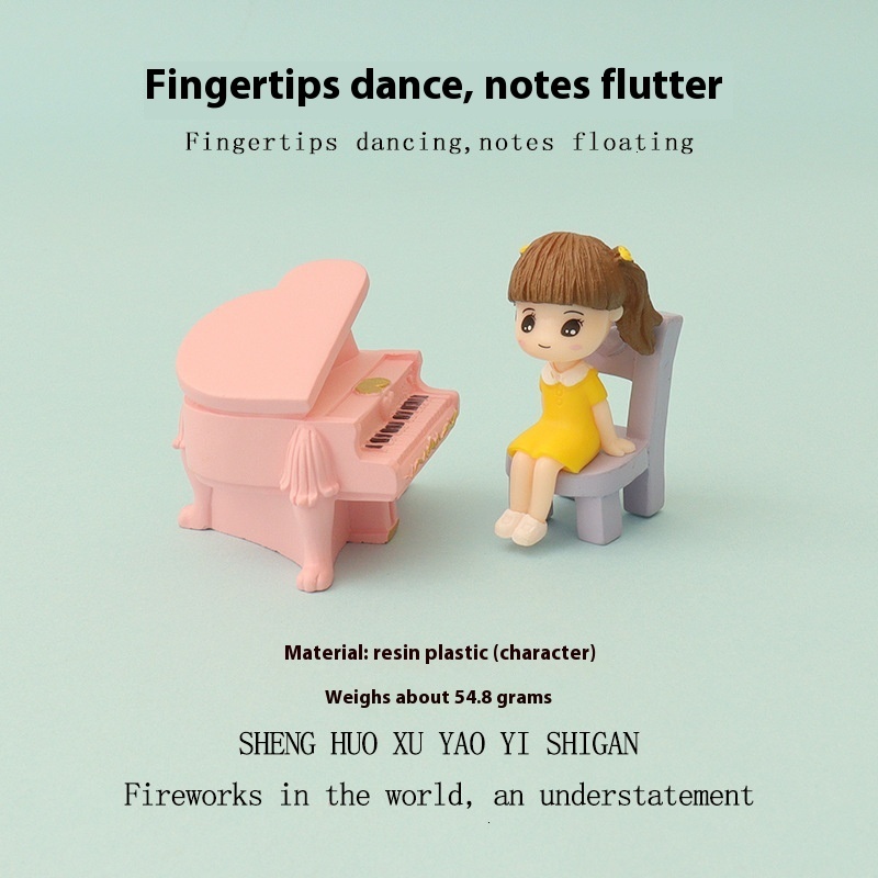 Miniature Simulation Mini Ins Piano Guitar Boy Instrument Performance Micro Landscape Scene Baby House Decoration DIY Accessories