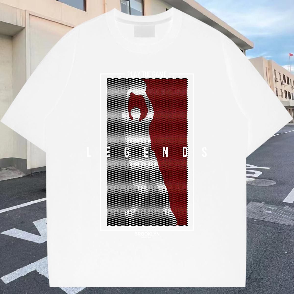Free Shipping Tshirts Hip Hop 230g Pure Cotton Custom Cartoon Crew Neck Breathable basketball T shirt DIY Clothings