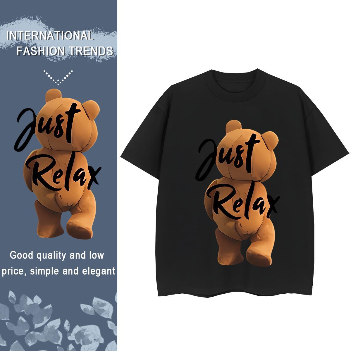New Arrival Women T Shirts Breathable 100% Cotton 230g Tshirt for Man Woman DIY Anime bear Hip Hop Street Lady Top Shirts
