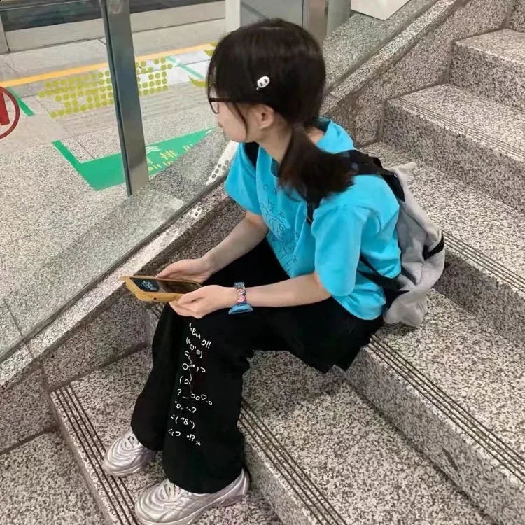 Harajuku Slim Fit All-match Thin Wide Leg Pants Y2k Black High Waist Bell Bottom Jeans Spring Autumn Straight Bottoms 240821