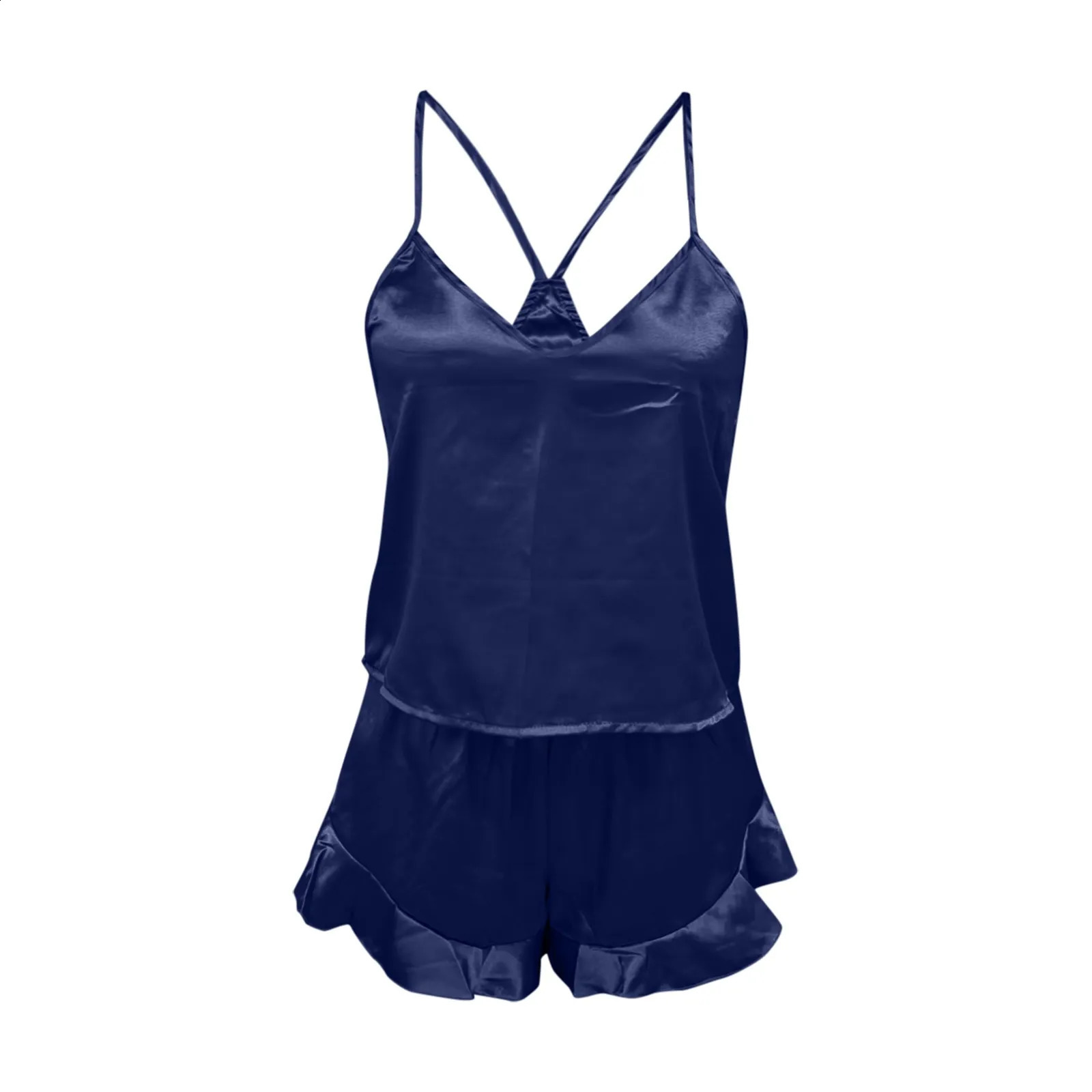 Petite PajamaS Sexy Silk Satin Ruffled Pajamas Sets Shorts Sleepwear Christmas Fleece Pajama Pants 240821