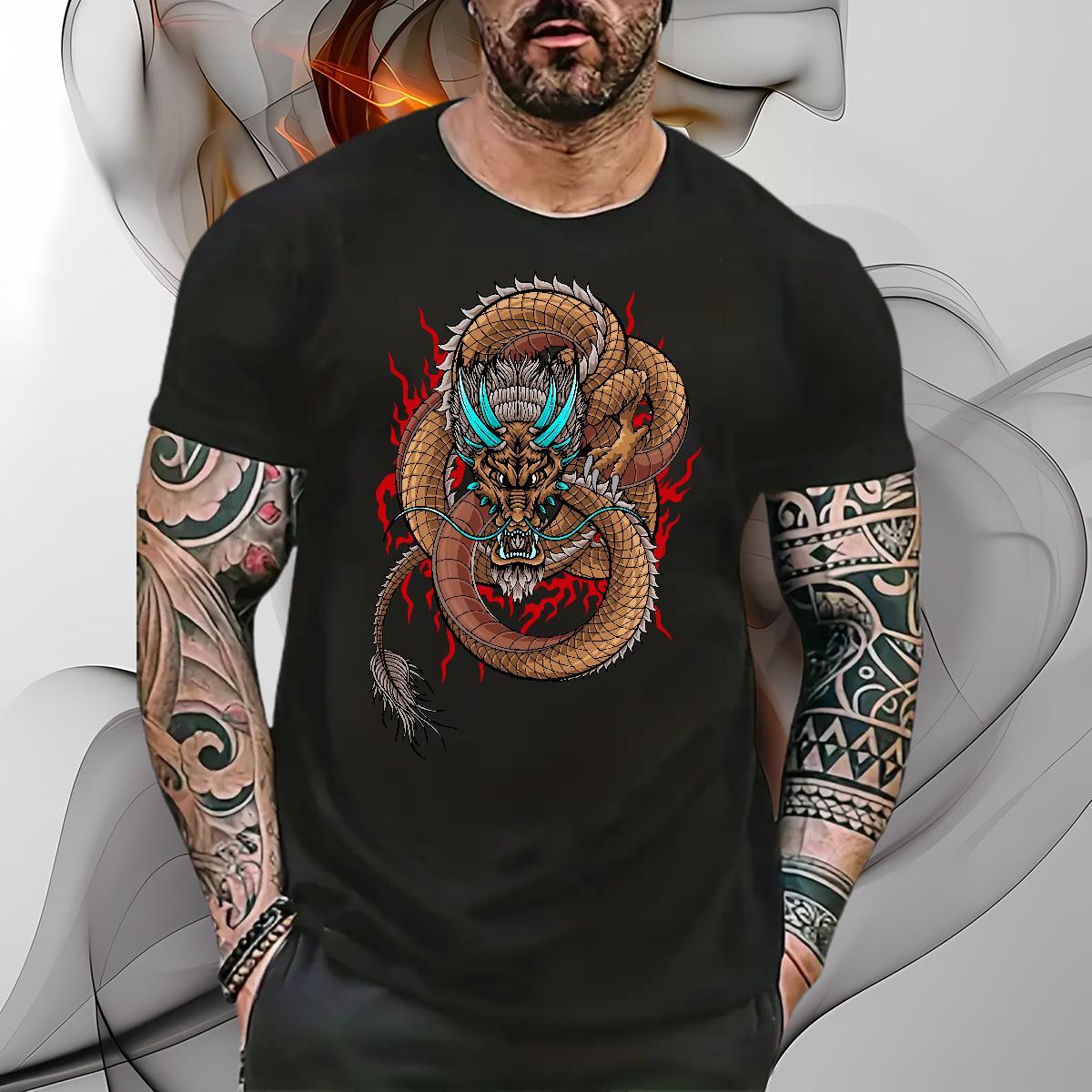 Brand dragon T Shirts Men Casual Tshirt for Man Woman 100% Cotton 230g Fashion Casual O Neck Short Sleeves Skull Tees