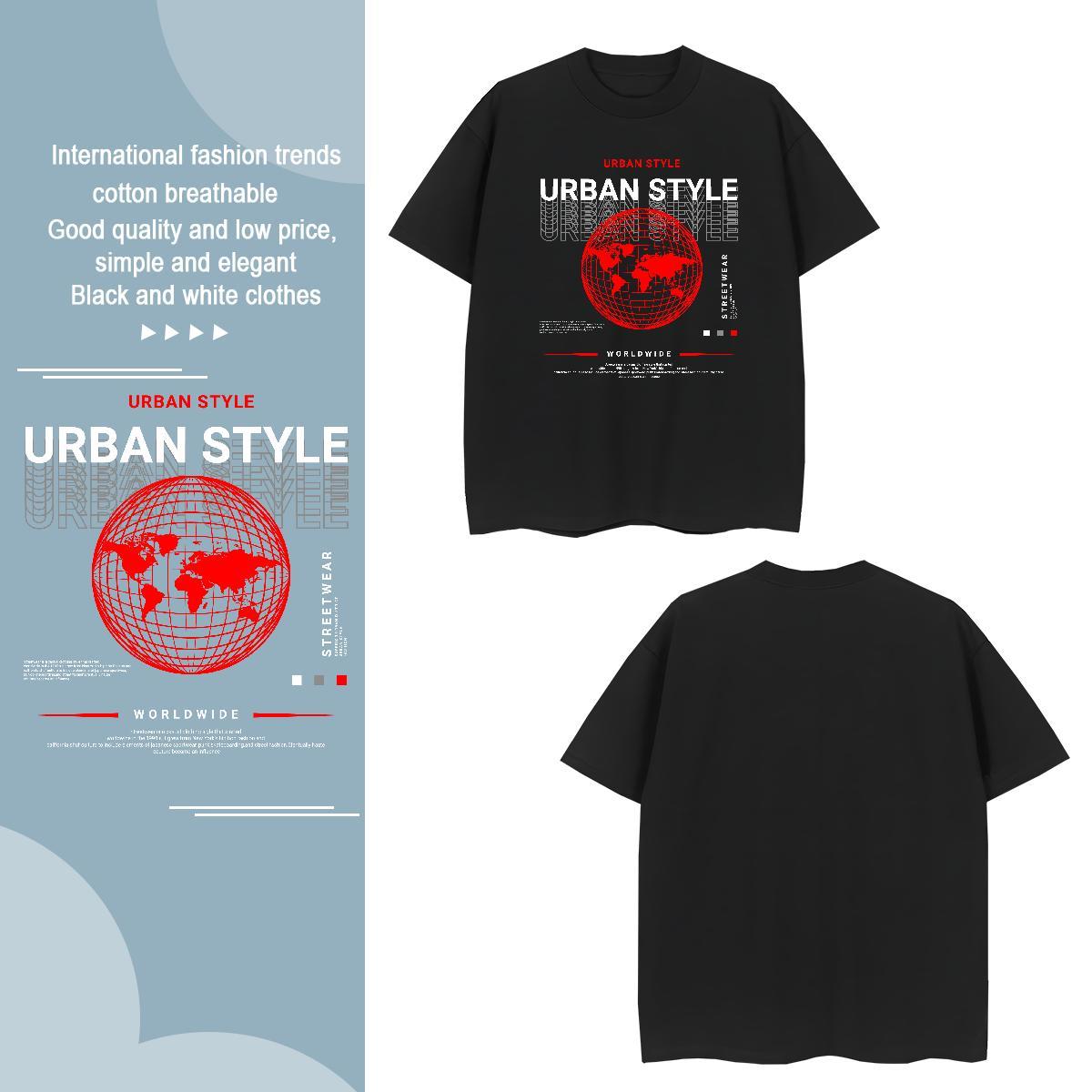 Popular earth T Shirts Men Hip Hop Street Men Clothes T-Shirt 230g Cotton Custom Crew Neck Plus Size Cartoon Tee Shirt