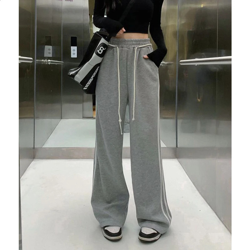 Womens Clothing Spring Autumn Trendy High Street Harajuku Y2K Pants Casual Sports Joggers Straight Trousers Wide Leg Sweatpants 240821
