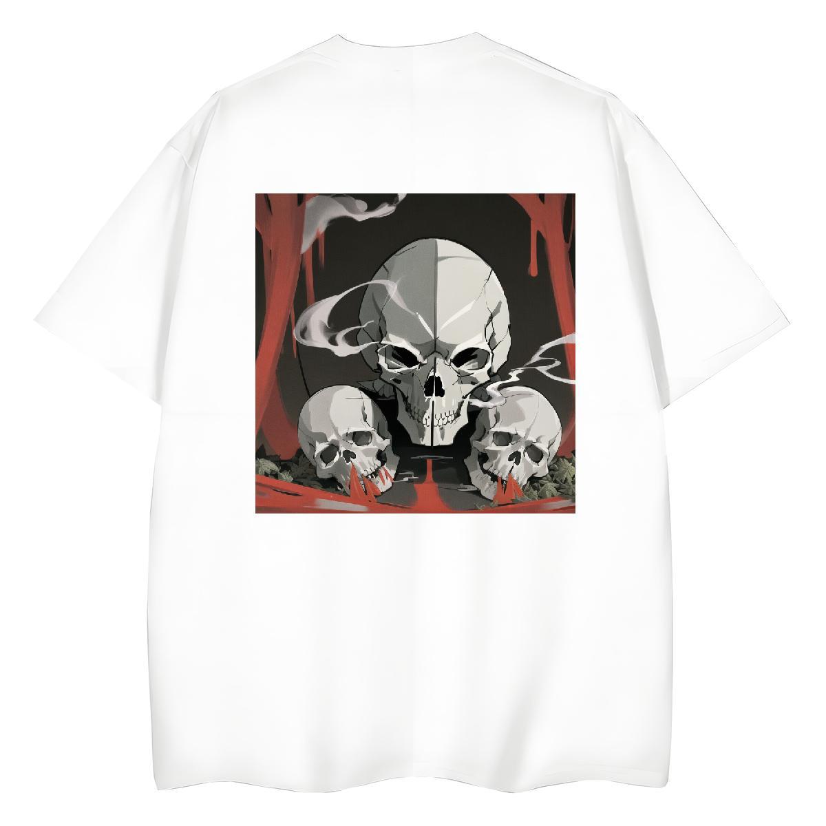 Brand T-Shirts 100% Cotton 230g Short sleeve Soft Casual Sport skull Couples T Shirts Free Shipping Cartoon Floral Printing Tops