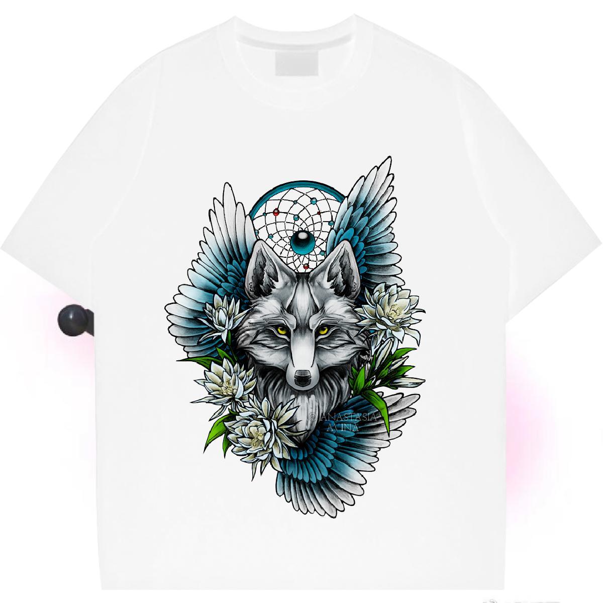 Designer T-Shirts Breathable Soft 100% Cotton 230g Unisex Tshirts DIY Printed wolf Outdoor Female Polos