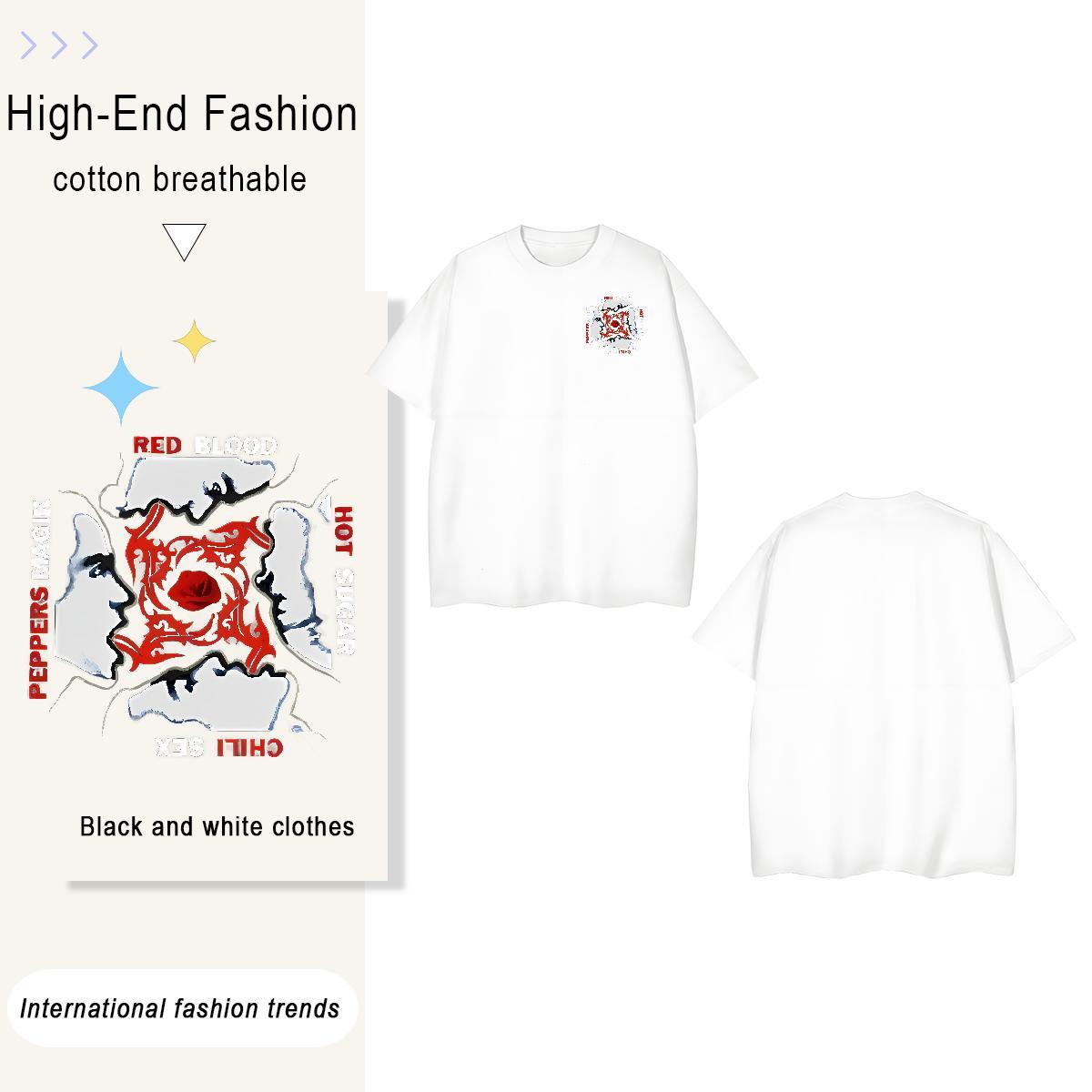 Brand Women Tees 100% Cotton 230g scary Casual T-Shirts for Women Round Neck Short Sleeve Cartoon Printing L-4XL Clothes Shirt