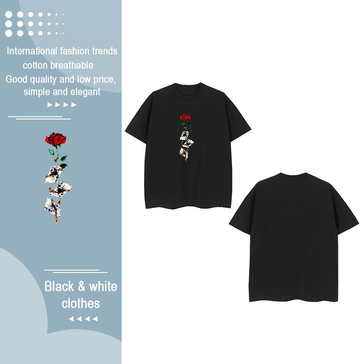 2024 T Shirts Women Round Neck Short Sleeve 230g Pure Cotton Couples T Shirts Skull rose Street Wear Designer Top Tees