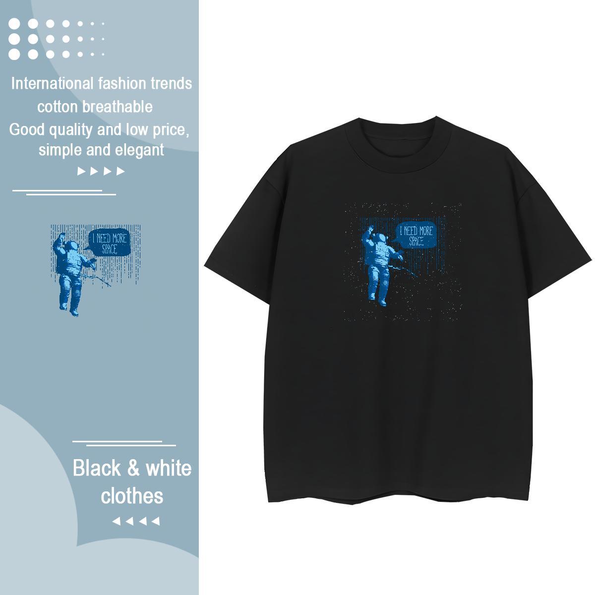 New Arrival Womens T Shirts Comfortable 100% Cotton 230g Unisex Tshirts Custom Print Oversized spaceman Street Casual Loose Tees Shirts